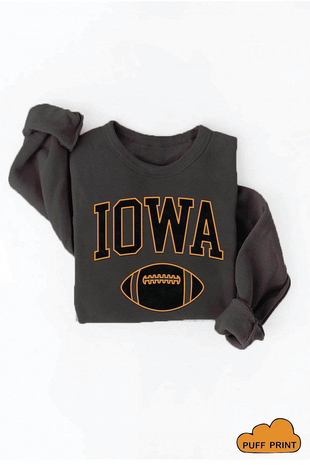 Iowa Football Puff Print Sweatshirt I PLUS