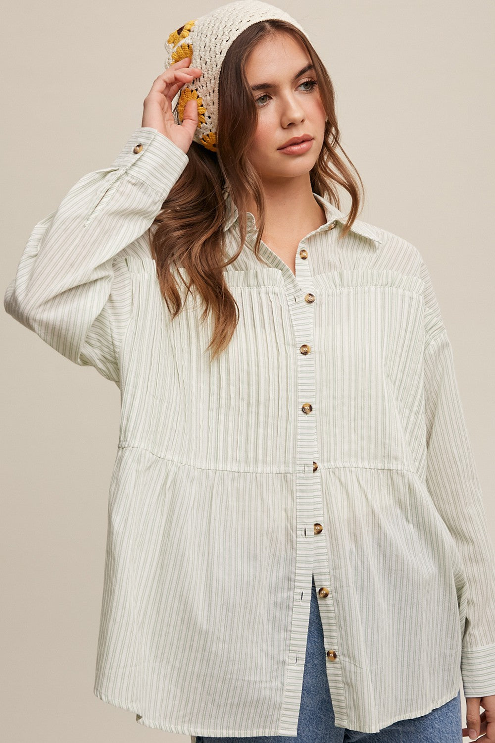 Pinstripe Button Up Top