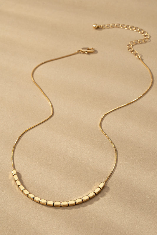 Box Chain Necklace With Metal Beads