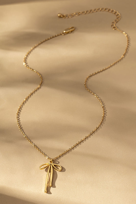 Brass Bow Pendant Necklace