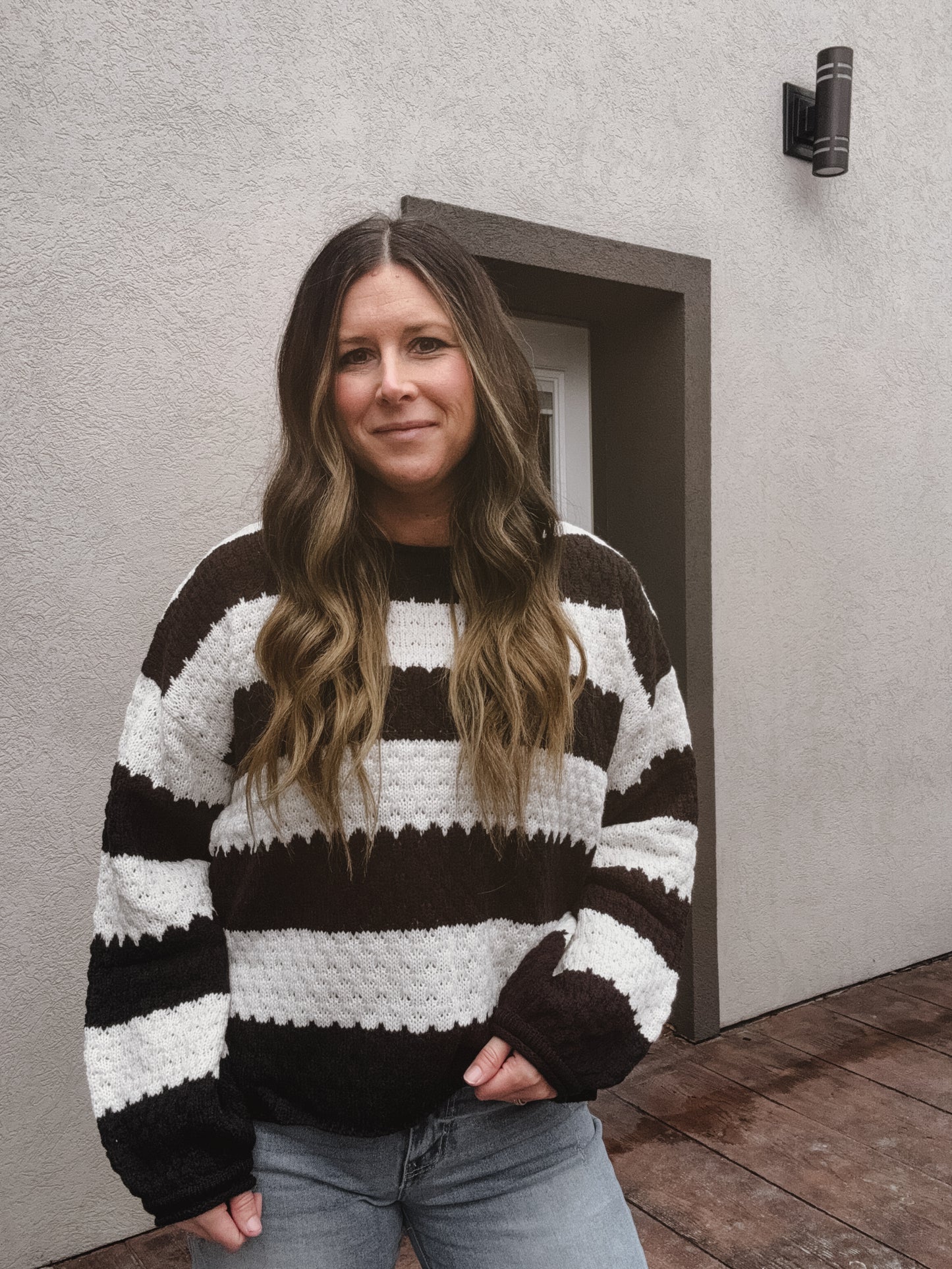 Lila Striped Crew Knit Sweater