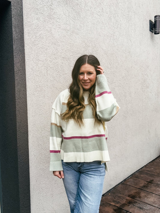 Mila Multi-Striped Sweater With Reverse Stitch