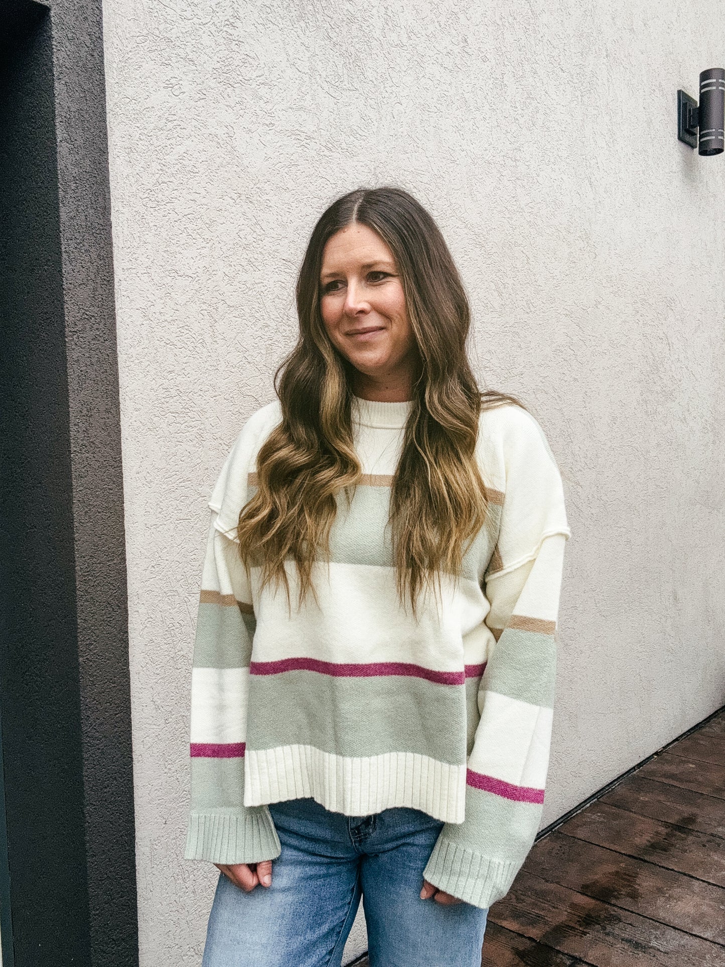 Mila Multi-Striped Sweater With Reverse Stitch