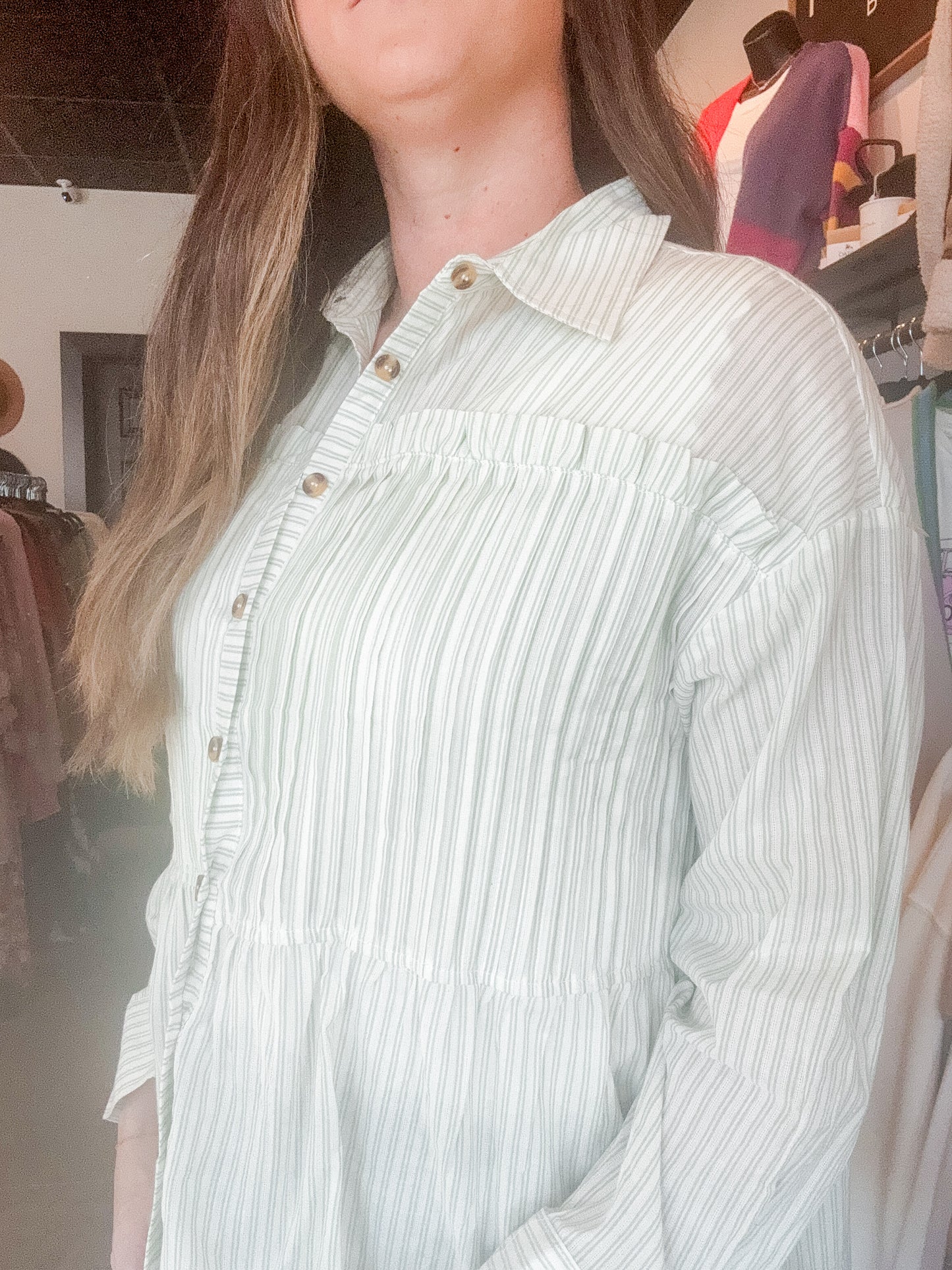 Pinstripe Button Up Top