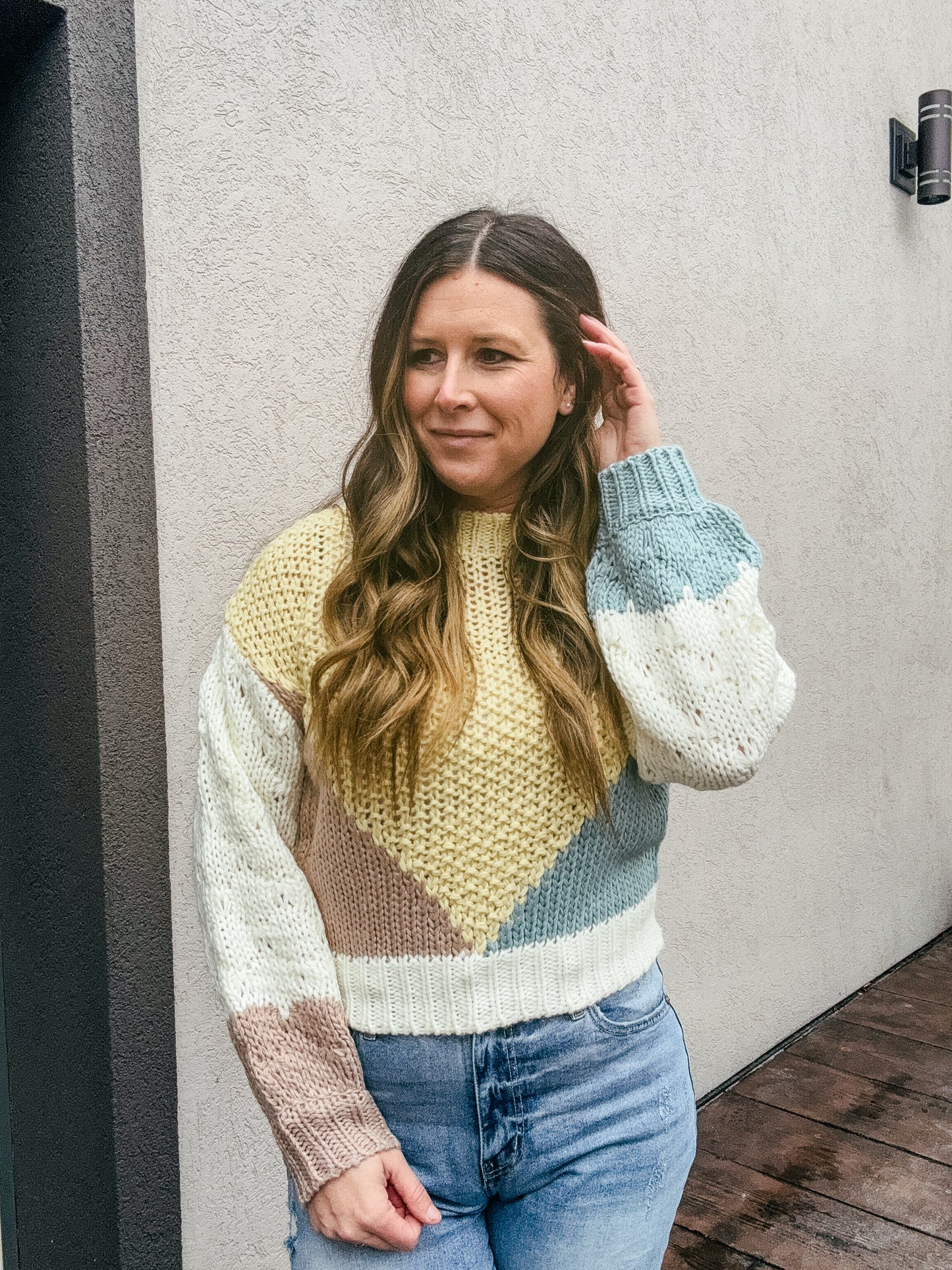 Claire Color Block Knit Sweater
