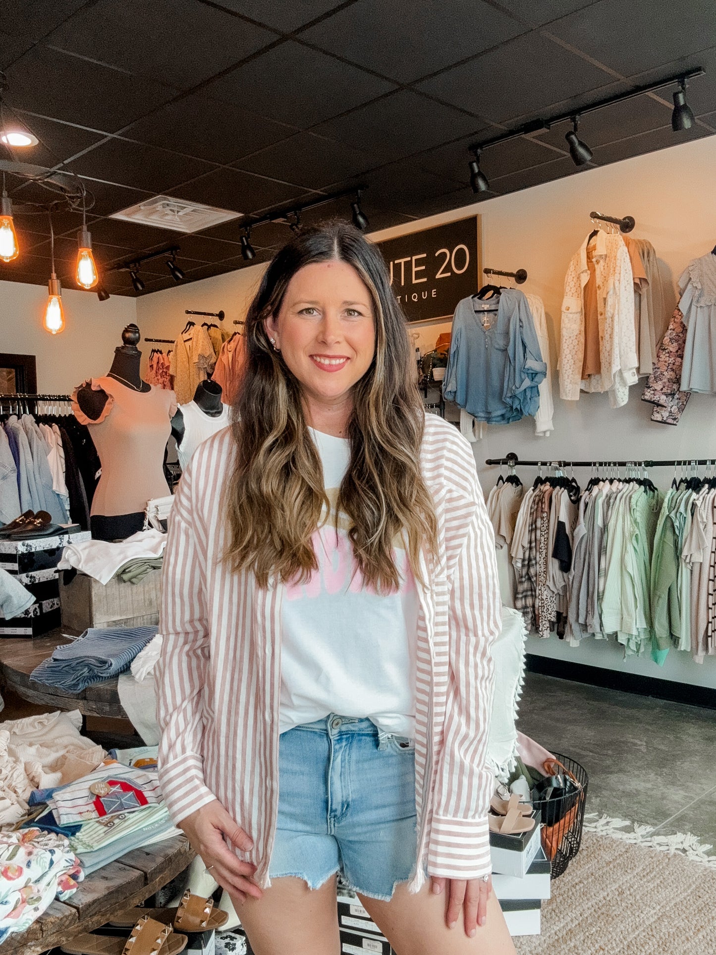 Loose Fit Striped Button Down Shirt