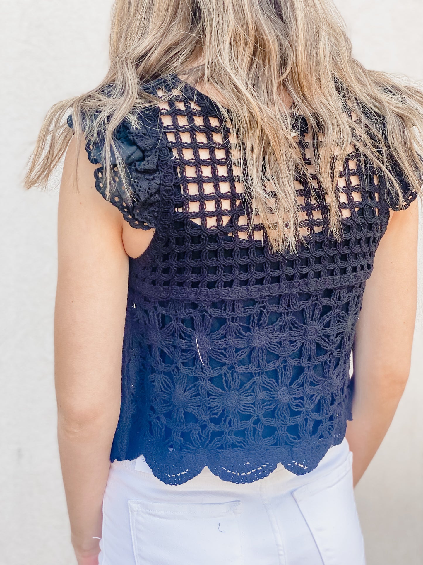 Crochet Flutter Sleeve Top