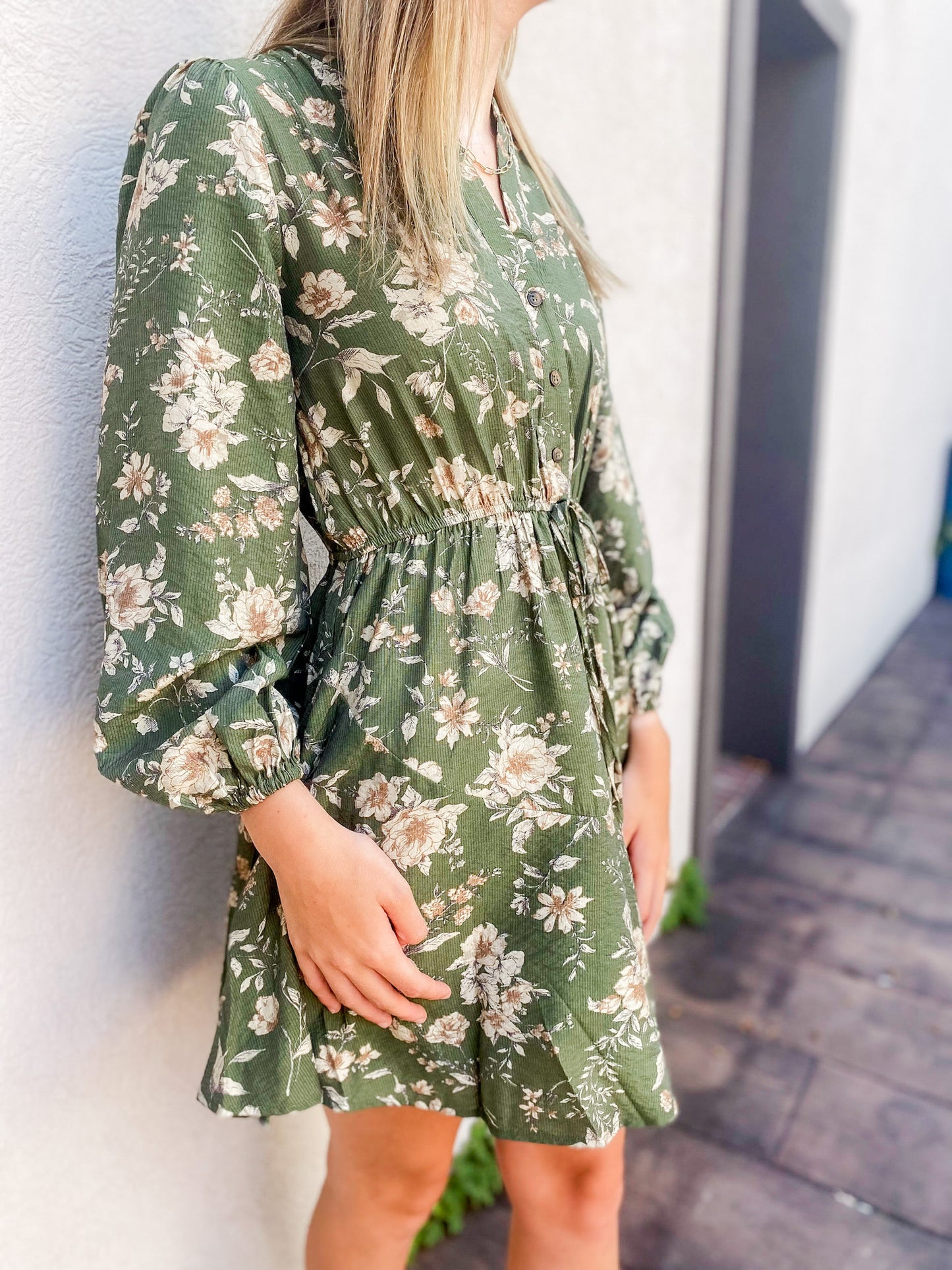 Bishop Sleeve Floral Dress