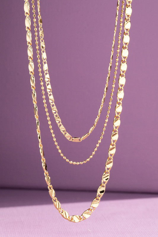 Brass Layered Mixed Chain Necklace