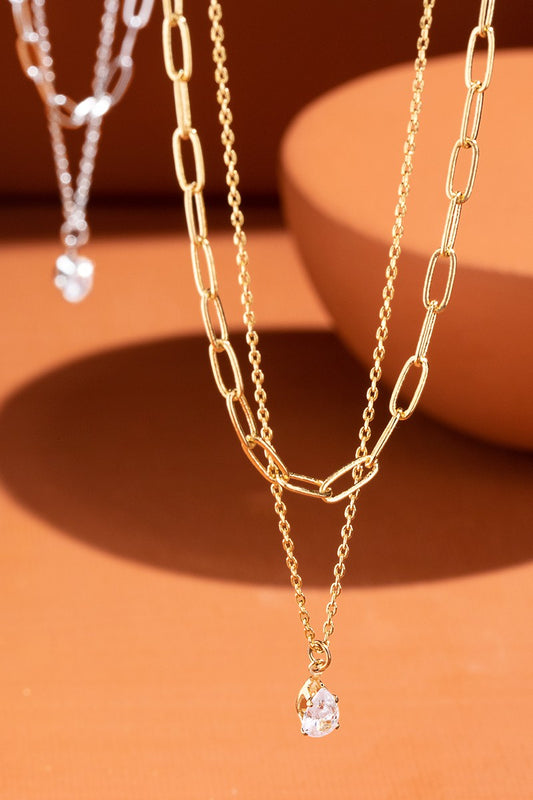 Pave Layered Chain Necklace