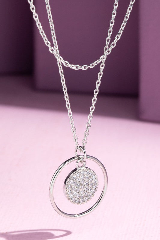Brass And Cubic Zirconia Circle Necklace