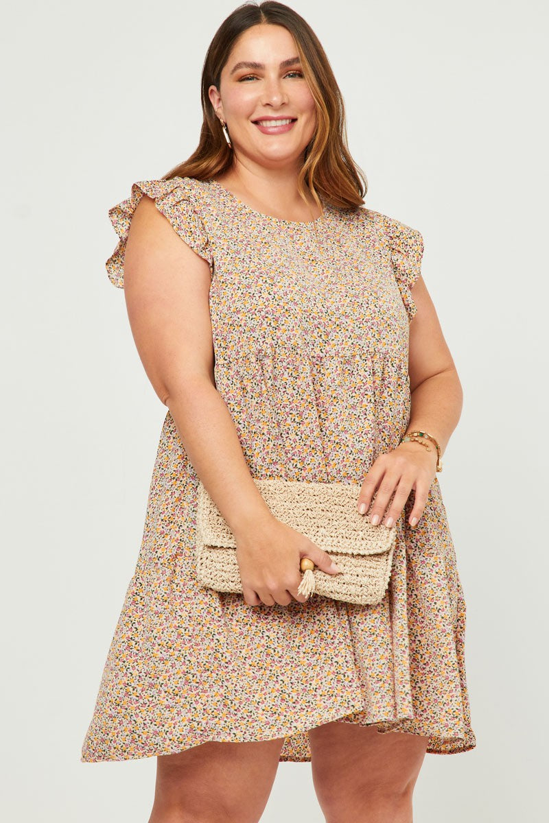 Ditsy Floral Ruffle Tiered Dress | PLUS