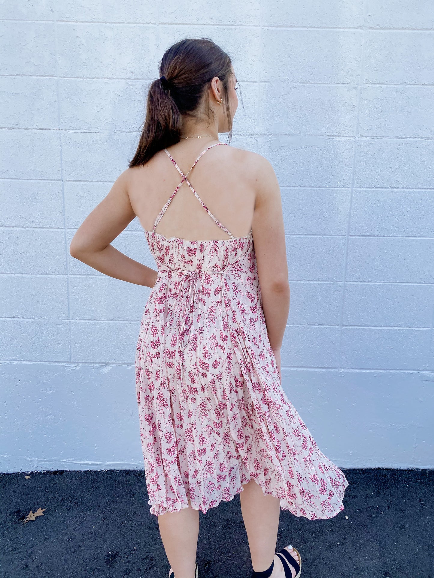 Floral Pleated Midi Dress