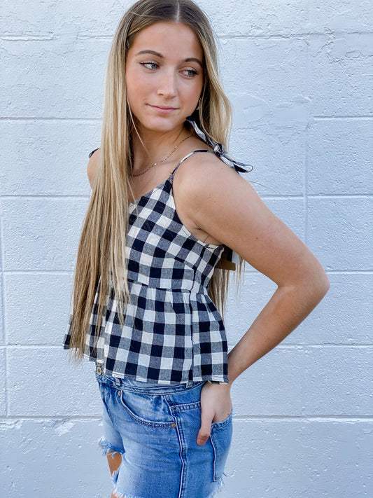 Ginger Gingham V-Neck Tank Top