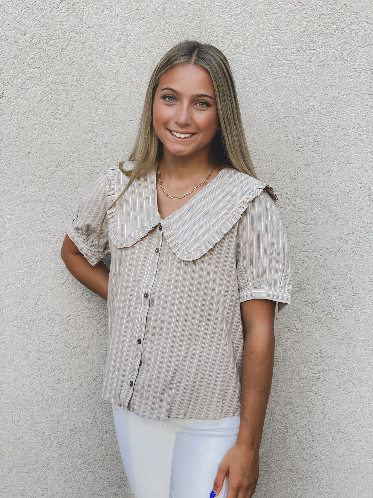 Peter Pan Striped Blouse