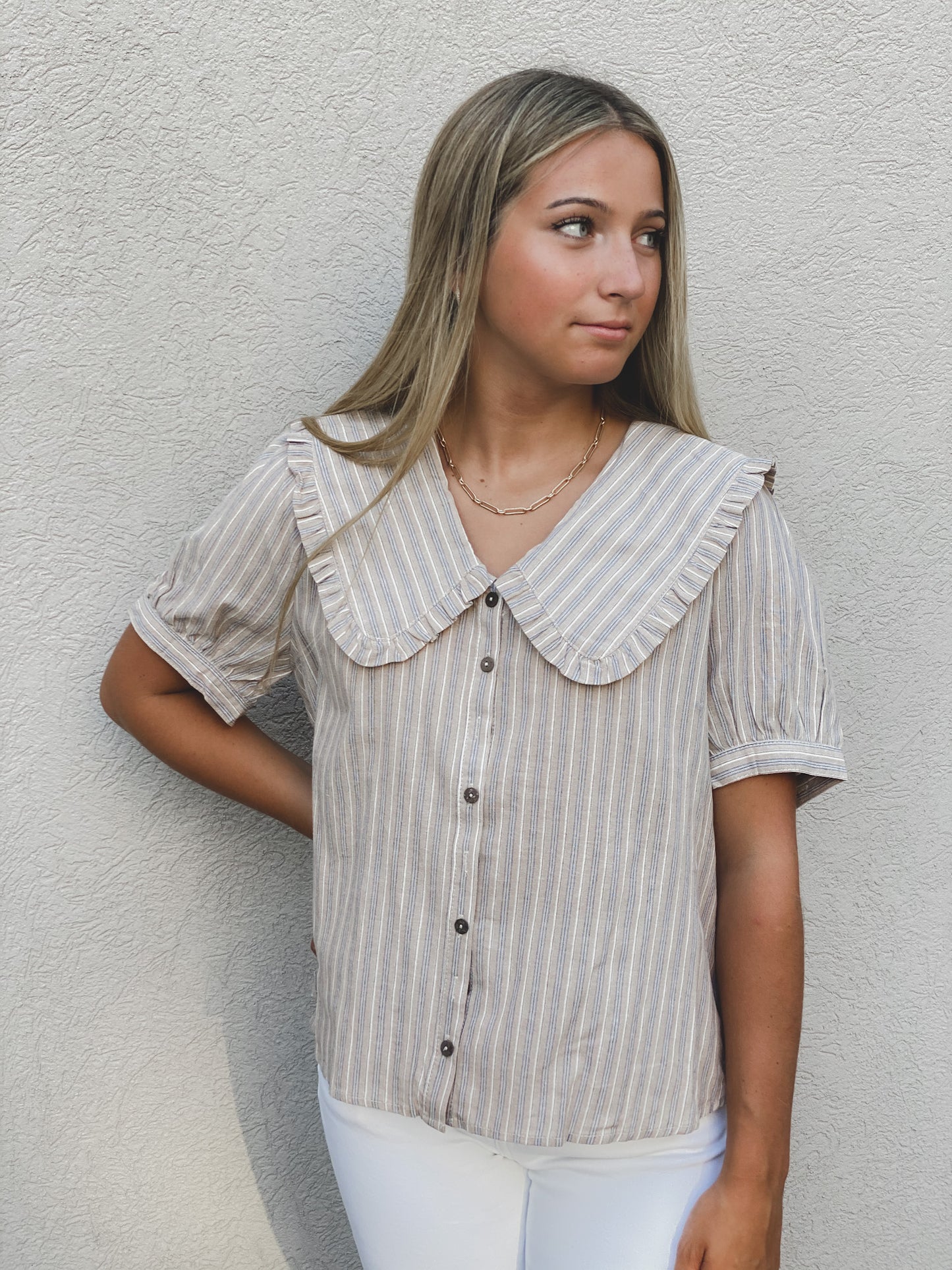 Peter Pan Striped Blouse